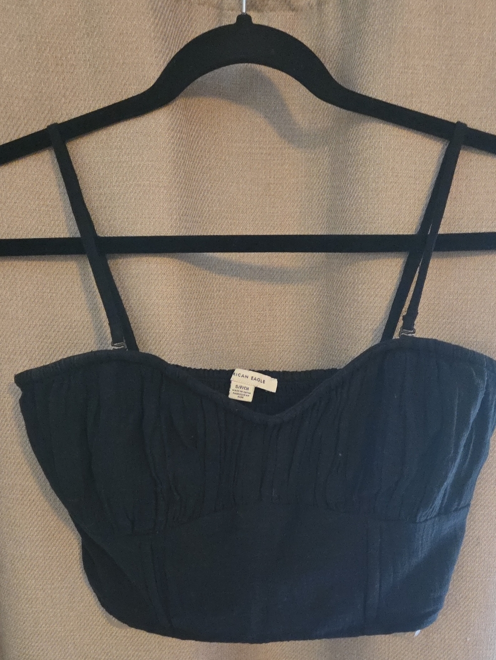 American Eagle Outfitters Black Cropped Bustier Tank Top